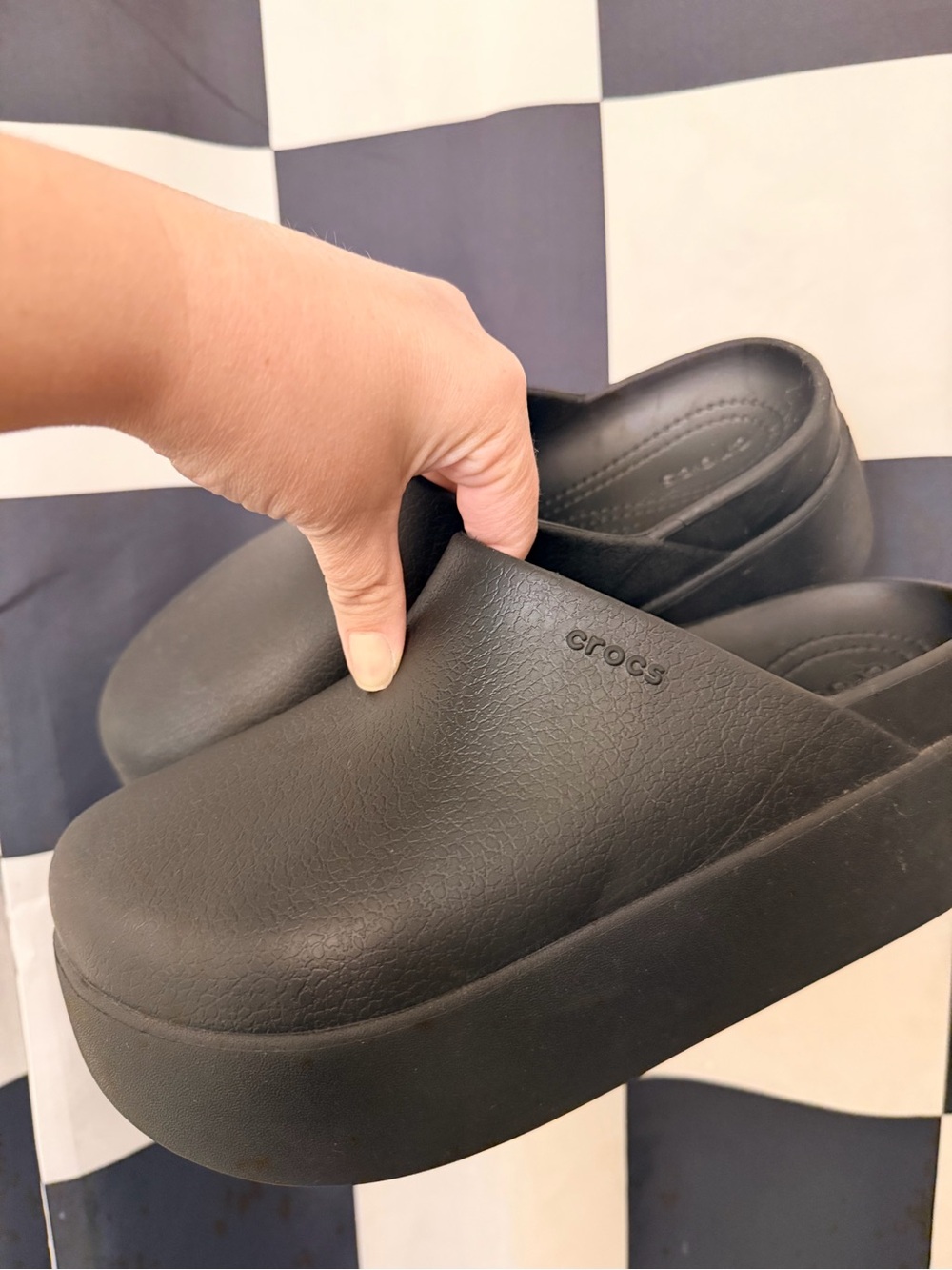 CROCS Black Platform Clog Mules